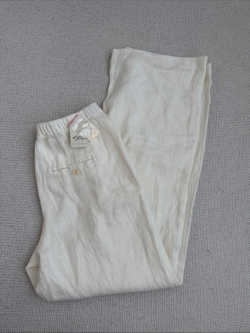 NWT! Free People 100% Linen Pants Cream Size XS